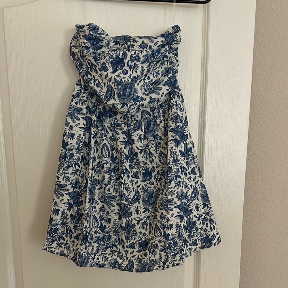 Peppermayo Blue and White Strapless Sundress